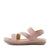 Memory Womens Pink Front-Strap Flat Sandals Side View